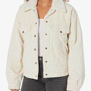 Oversized Levi’s Sherpa ‘90’s Corduroy Trucker Jacket (White Swan)